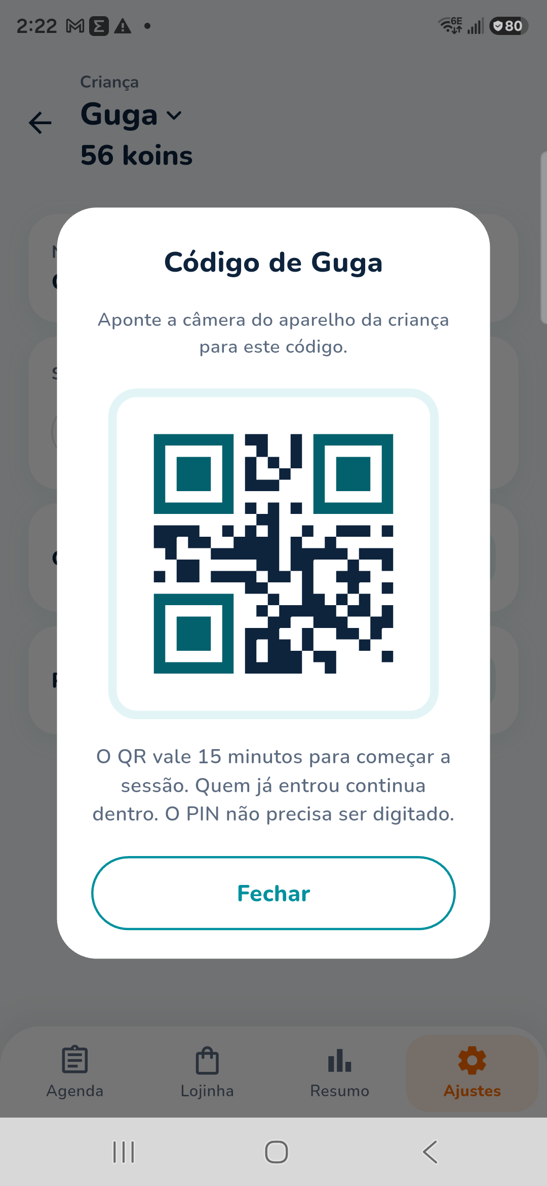 QR code valid for 15 minutes